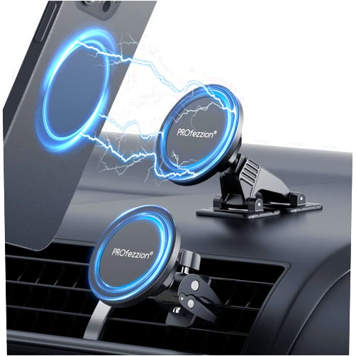 PROfezzion 2-Pack Compatible with MagSafe Car Mount, Magnetic Phone Holder for Car Vent, Dash, Home & Office Compatible with iPhone 16 15 14 13 12 Pro Max Plus, Mag-Safe Case & All Phones