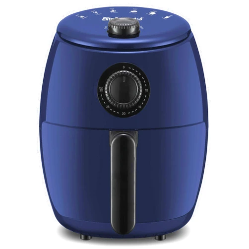 Elite Gourmet EAF-0201BG# Personal 2.1 Qt. Compact Space Saving Electric Hot Air Fryer Oil-Less Healthy Cooker, Timer & Temperature Controls, 1000W, Quart, Blue Gray