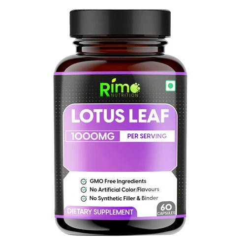 Rimo Nutrition Lotus Capsules 1000mg per Serving | Natural Herbal Supplement for Daily Wellness | Plant-Based Extract | 60 Veggie Capsules