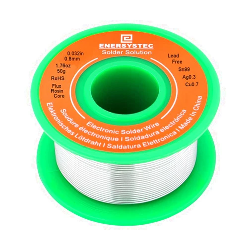 E ENERSYSTEC Solder Wire Lead Free Rosin Core Flux 0.8mm Electric Solder Fine Sn99 Ag0.3 Cu0.7 Flow 0.032in 0.11lb for Electronics Soldering Unlead 50g