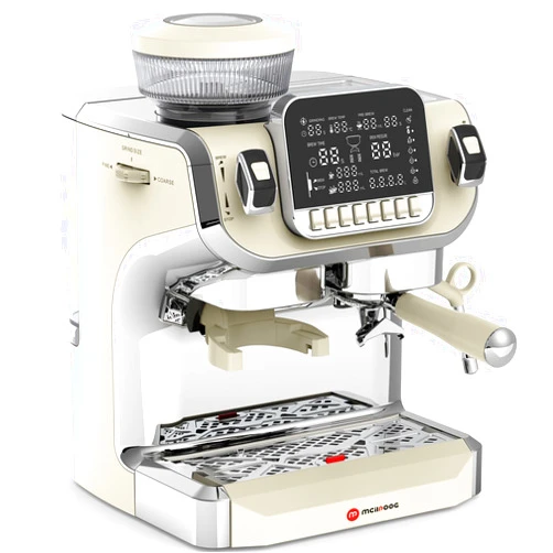 Mcilpoog TC520 Espresso Machine with Milk Frother，Semi Automatic Coffee Machine with Grinder,Easy To Use Espresso Coffee Maker with 6 inch Large Screen,15 Bar Pressure Pump,PID Temperature Control.
