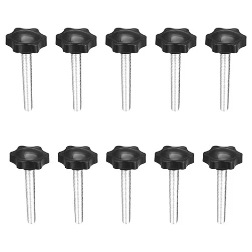 KACEEY 10 Pcs Plastic Hex Clamping Hand Knob Gripandles Screw Knobs Quick Removal Handgrips Star Knob Male Thread（M8-1.25x50mm）