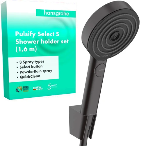Hansgrohe Pulsify Select S 3 Jet Relaxation Shower Holder Set with Hose, 160 cm Size