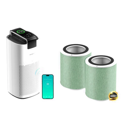 MORENTO Air Purifiers for Home Large Room Up to 2050 Ft² with PM 2.5 Air Quality Sensor, Smart WiFi and Sleep Mode With Air Purifier Replacement Filter, 2Pack Original Standard version