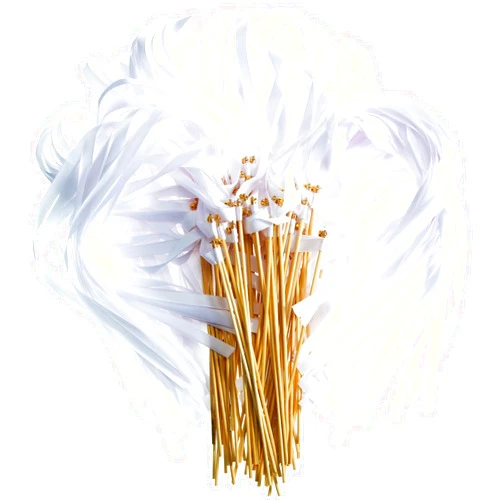 Lewtemi 120 Pieces White Sticks Streamers for Wedding Lace Ribbon Wedding Wands Fairy Wand with Ribbon Long Dance Ribbon Sticks Silk Stick Party Streamers with Bells for Holiday Celebration Baby Shower Favors