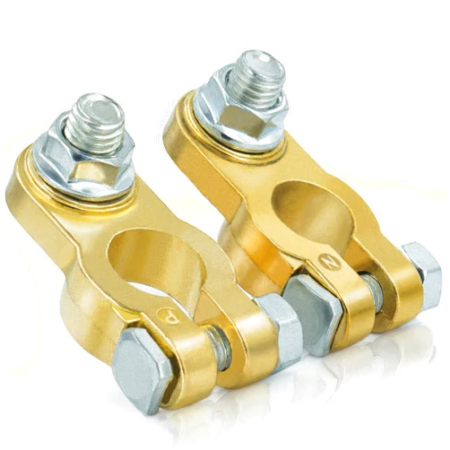 KeeRoarin 1 Pair Battery Terminal Connector, Heavy Duty Cable End Connector Compatible With Car, Van, Truck Marine Boat RV etc, Top Post Battery Terminals End Clamp Set by KeeRoarin