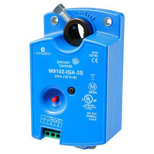 Johnson Controls M9104-IGA-3S Series M9104 Electric Non-Spring-Return Actuator, Floating or On/Off Control, 4 Nm Torque, M3 Screw Terminals