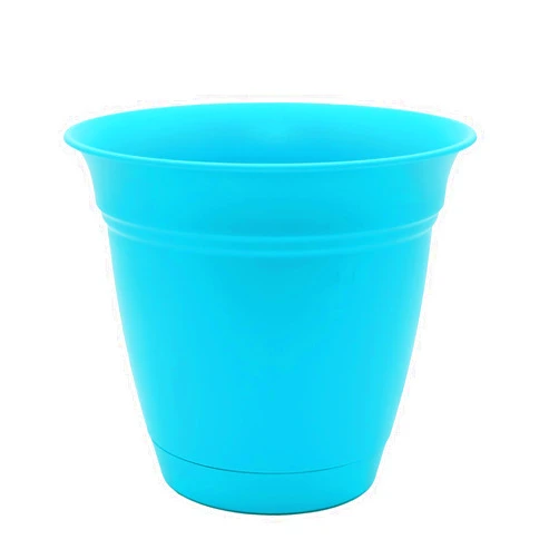 The HC Companies 8 Inch Eclipse Round Planter with Saucer - Indoor Outdoor Plant Pot for Flowers, Vegetables, and Herbs, Teal