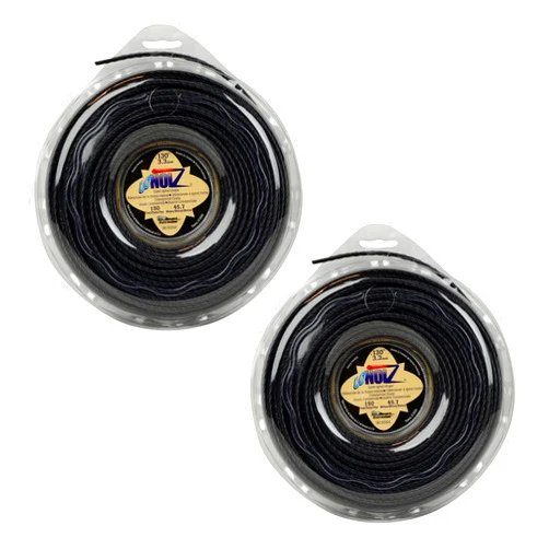 LoNoiz LN130DLG 0.130-inch-by-150-foot Spiral Twist Grass String Trimmer Line/Spool, Black - 2 Pack Made in The USA