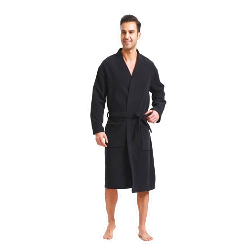 FashGudim Terry Cloth Robes for Men Big and Tall Short Mens Kimono Robe Super Absorbent Spa Bathrobe Calf Length With Pockets