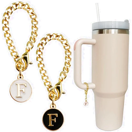 Baoyemes 2 Pcs Letter Charms Accessories for Stanley Cup, Initial Name ID Personalized for Tumblers with Handle