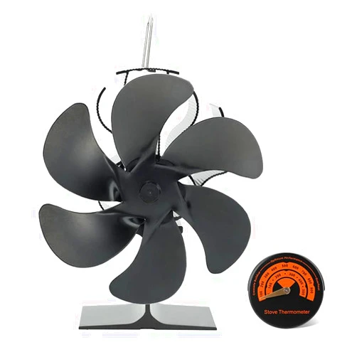 AGbowl 6-blade thermal power stove fan for wood/log burners/fireplaces provides 80% more warm air than 4-blade fan