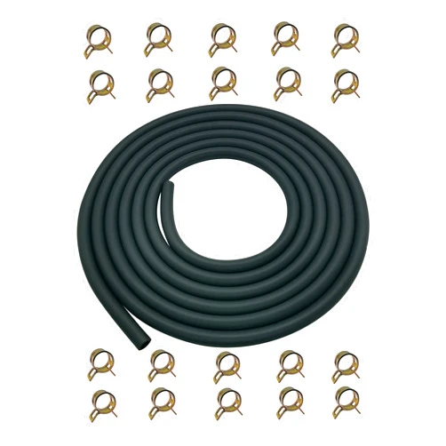 YAMAKATO 10 Feet 1/4 Inch ID Fuel Line Hose for Kawasaki Kohler Briggs & Stratton Small Gas Diesel Powersports Engines and Generators w/ 20 Clamp Rubber Black