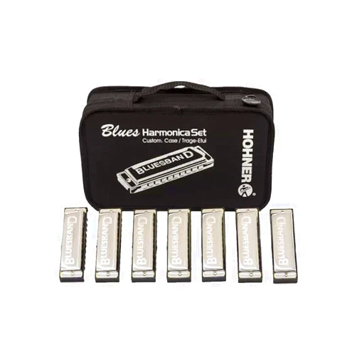 Hohner Accordions 1501/7 Bluesband Harmonica 7-Piece Set with Carrying Case, Chrome