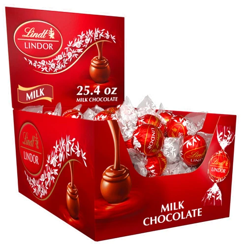 Lindt LINDOR Milk Chocolate Candy Truffles, Milk Chocolate with Smooth, Melting Truffle Center, 25.4 oz., 60 Count