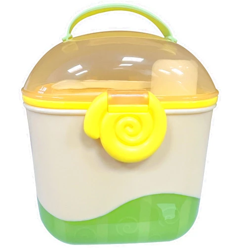 XPECIAL Baby Formula Dispenser On the Go Milk Powder Dispenser Formula Container with Snap-On Lid, 550ML Lovely Snail Portable Infant Container with Fork and Spoon for Travel Outdoor Picnic (Green)
