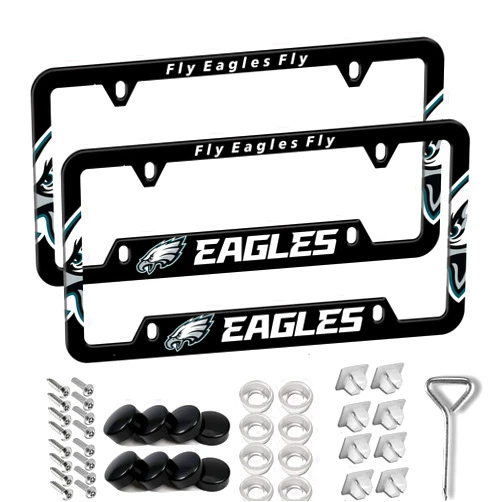 Generic License Plate Frame,2-Pack Cool & Cute Stainless Steel License Plate Frames for US Vehicles, License Plate Holder Rust-Resistant, A Gift for Someone Special in Your Life. (Black-Eagles)