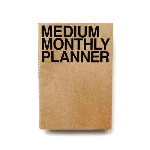 JSTORY Medium Monthly Planner Lays Flat Undated Year Round Flexible Cover Goal/Time Organizer Thick Paper Eco Friendly Customizable Stitch Bound A5 16 Months 150 GSM 18 Sheets Kraft