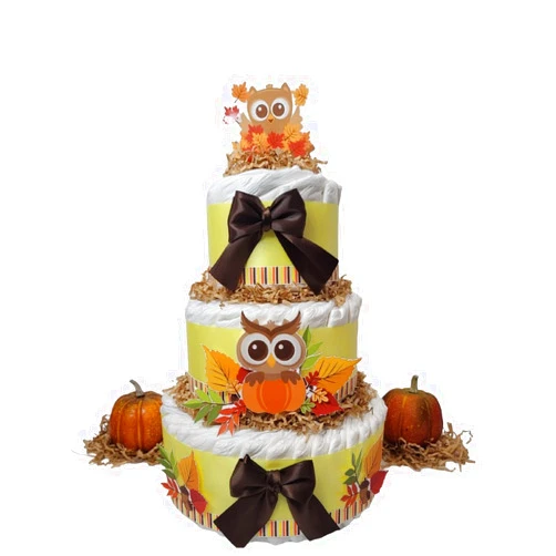Fine Diaper Cakes Little Owl Fall Diaper Cake - Baby Shower Centerpiece - Newborn Gift - Baby Shower Gift