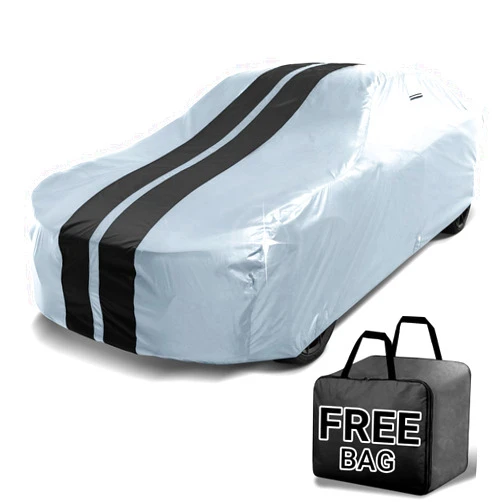 iCarCover Custom Car Cover for Chevy Chevelle 2-Door, 4-Door (1973-1977) Waterproof All Weather Rain Snow UV Sun Protector Full Exterior Indoor Outdoor Car Cover (Stripe - Gray/Black)