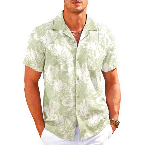 COOFANDY Men's Casual Button Down Shirts Short Sleeve Summer Cuban Vacation Beach Shirts