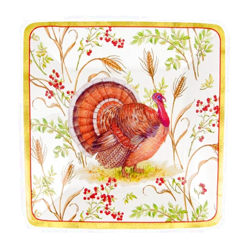Caspari Golden Harvest Square Paper Salad & Dessert Plates in Ivory - 16 Count