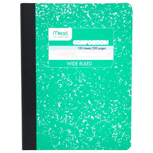 Mead Composition Notebook, Wide Ruled Paper, 9-3/4