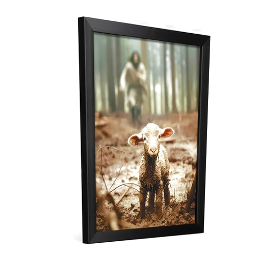 TUXVAKY Framed Christian Wall Art Easter Home Decorations, Jesus Running After Lost Lamb Canvas Wall Art for Bathroom Decor - 8
