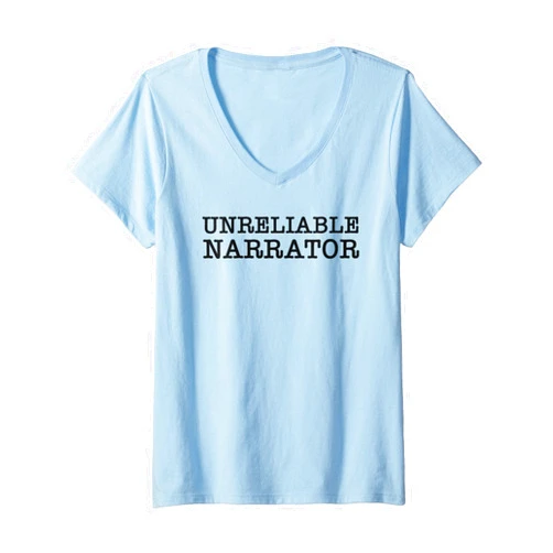 Nerdy Literary Essentials For Banned Book Reading Womens Unreliable Narrator For Literary Book Worm Author Writer V-Neck T-Shirt