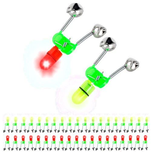 OHOH LED Night Fishing Rod Bite Bait Alarm Light with Twin Bells Ring Fishing Bite Alarm Indicator On Fishing Rod