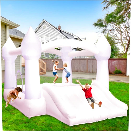 AKSPORT Inflatable Bounce House,White Castle Bounce House for Kids 3-6 Indoor & Outdoor Inflatable Bouncer House with Slide & Air Blower & Balloons for Kids Birthday Party,Wedding Party