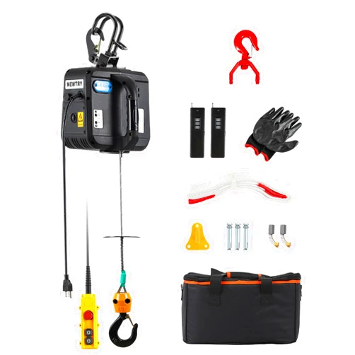 NEWTRY Electric Hoist PRO with Single/Double Hook, 1100lb Electric Winch 110v 120v, 2 Wireless Remote Control & Cable Remote Control for Garage, Warehouse, Factory