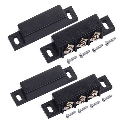 weideer 2pcs MC-31B Magnetic Reed Switch Wired Surface Mount Normally Open Closed NC NO Door Contact Sensor Alarm Magnetic Door Switch Black