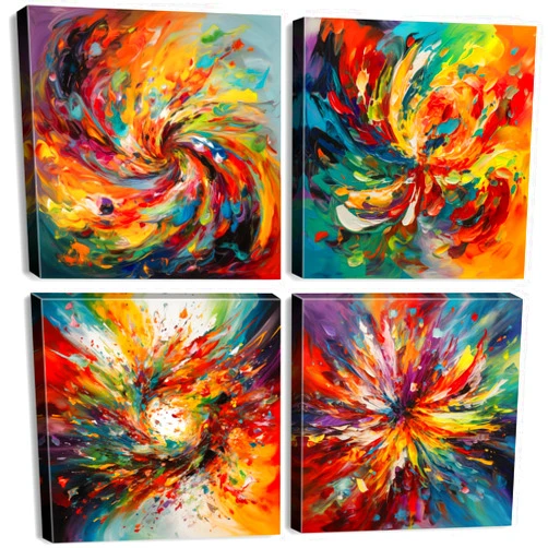 BL BORLINART Colorful Abstract Wall Art Multi Color Graffiti Canvas Pictures Bedroom Wall Decor Watercolor Fantasy Splash Liquid Prints Painting Contemporary Artwork Kitchen Living Room Home Decoration 12x12