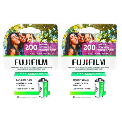 FUJIFILM 600022186 ISO 200 36-Exposure Color Negative Film for 35 mm Cameras (Single Roll) (Pack of 2)