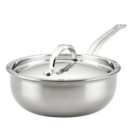 Hestan - NanoBond Collection - Titanium Stainless Steel Saucier Pan with Lid, Induction Cooktop Compatible, 2-Quart