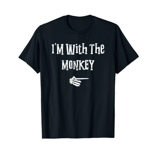 Funny Last Minute Lazy Halloween Shirts I'm With Monkey Halloween Costume Funny Couples Matching T-Shirt