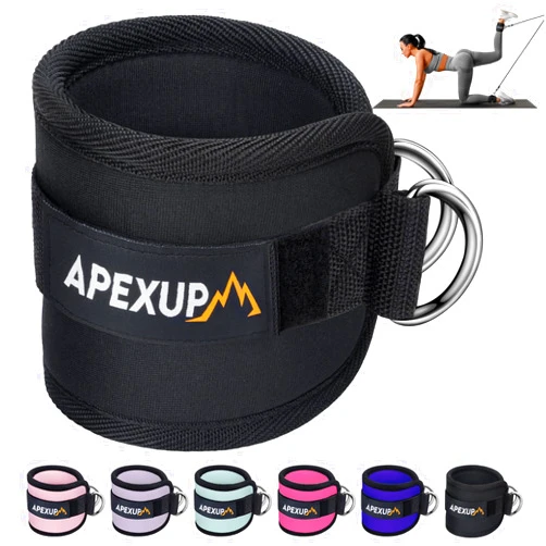 APEXUP Ankle Strap for Cable Machine, Ankle Resistance Bands, Cable Kick Back Ankle Straps for Gym, Glute Workouts, Leg Extensions, Adjustable Straps with Neoprene Padding
