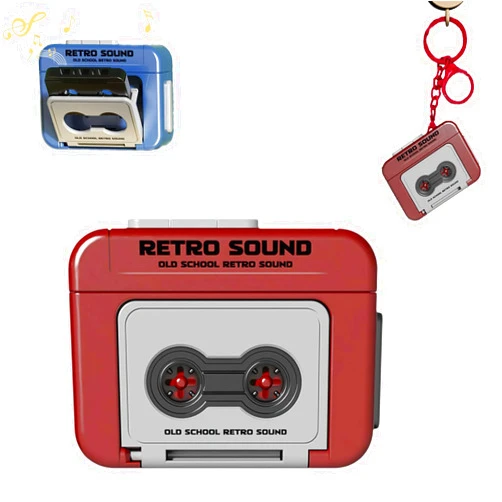 GINTBN Mini Tape Recorder Keychain,Retro Tape Recorder Keychain,Record Love Words,Music or Other Sounds,Tape Recorder Keychain Gift