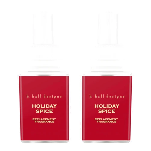 Pura & K. Hall Designs Home Scent Refill - Smart Home Air Diffuser - Up to 120-Hours of Premium Fragrance per Refill - Household Essential - Clean Diffuser Fragrance -2 Pack, Holiday Spice