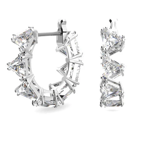 Swarovski Matrix Hoop Earrings, Clear Crystals, Rhodium Finish