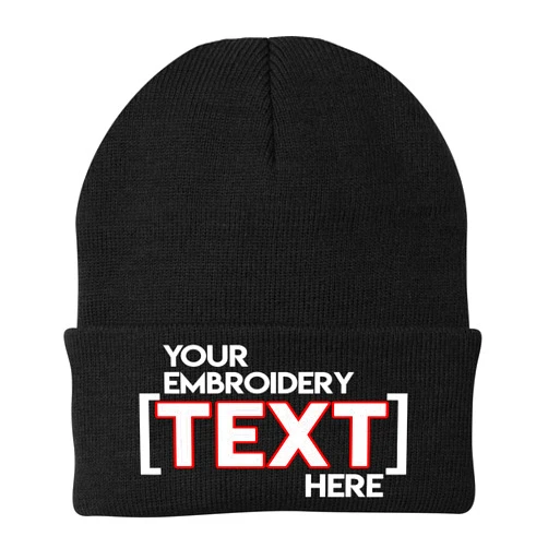 Tee Miracle Custom Embroidered Beanies - Add Your Text or Name - Personalized Winter Knit Cap Hats