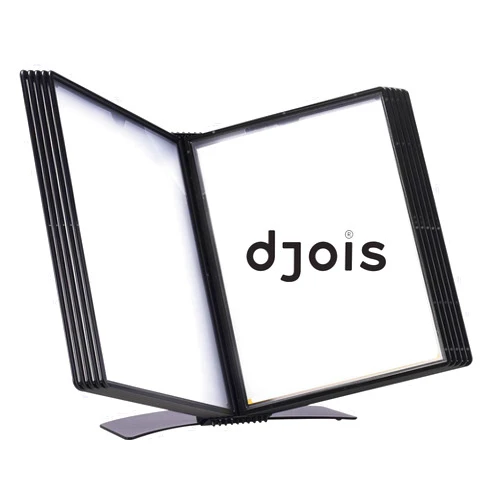 Tarifold DJOIS Desktop Reference & Display System - Durable Metal Base & Polypropylene - Letter-Size - 10 Double-Sided Pockets - 20 Sheet Capacity - Easy-Load - Made in France - Black