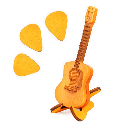 NQEUEPN Guitar Pick Case, Wooden Acoustic Guitar Pick Box with 3 Guitar Picks Custom Guitar Pick Holder with Stand Guitar Pick Storage Container Guitar Pick Rack for Guitar Players Lovers