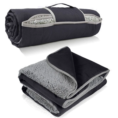 Tirrinia Waterproof Outdoor Blanket with Sherpa Lining, Windproof Triple Layers Warm Comfy Foldable for Camping Stadium, Beach, Picnic, Grass, Concerts, Car, Dog, 51''X 59'' & 59''X 80''