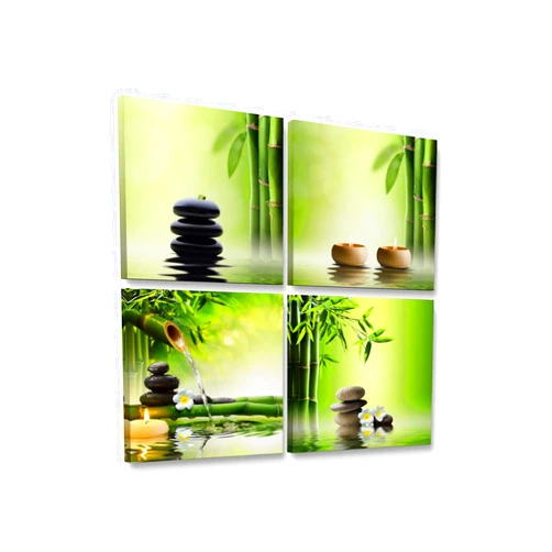 Niwo ART - Bamboo Green, Zen Art Canvas, Contemporary Modern Home Decor, Gallery Wrapped, Stretched, Framed Ready to Hang (12