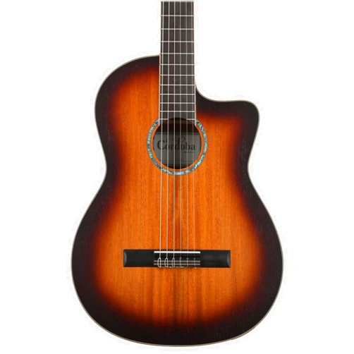Cordoba C4-CE Edge Burst Cutaway Classical Acoustic-Electric Nylon String Guitar, Iberia Series