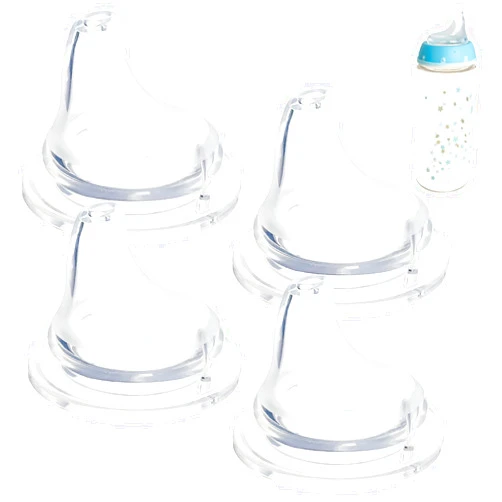 CAMTOVGCA 4 Pack Replacement Silicone Spout Compatible with NUK Active and Learner Cups, Clear Silicone Dishwasher Safe No Spill BPA Free Nipple Replacement Spouts