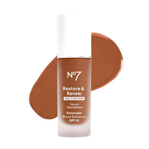 No7 Lift & Luminate Triple Action Serum Foundation - Liquid Foundation Makeup with SPF 15 for a Dewy, Glowy Base - Radiant Serum Foundation for Mature Skin - Umber (1 Fl Oz)