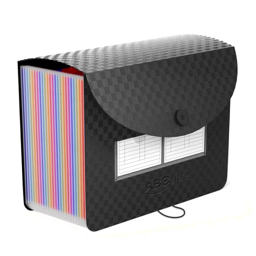 ABC life 26 Pockets Accordian File Organizer,Expanding File Folder/Portable A4 Letter Size Filling Box, Expandable Desktop Accordion Folder, Plastic Paper Document Coupon Organizer with Colored Label